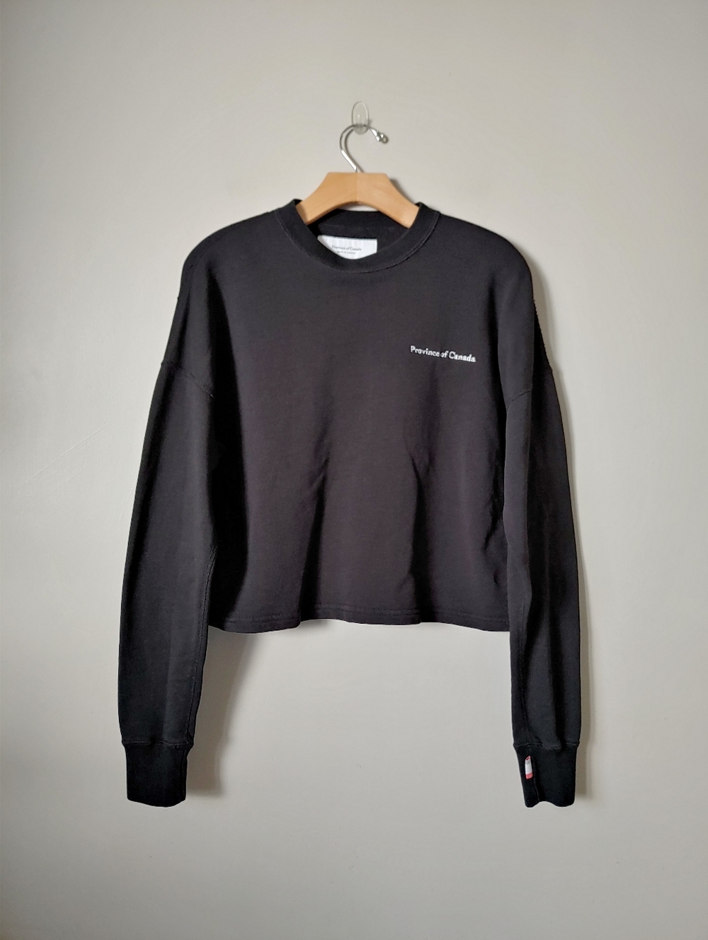 Province of Canada French Terry Crop Sweatshirt Cotton Black Size Small - Picture 6 of 16